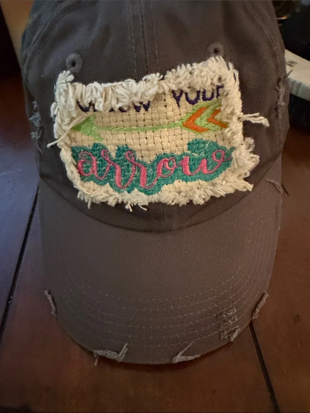 Gray 'Arrow' Patch Baseball Cap - Casual Home Art Accent